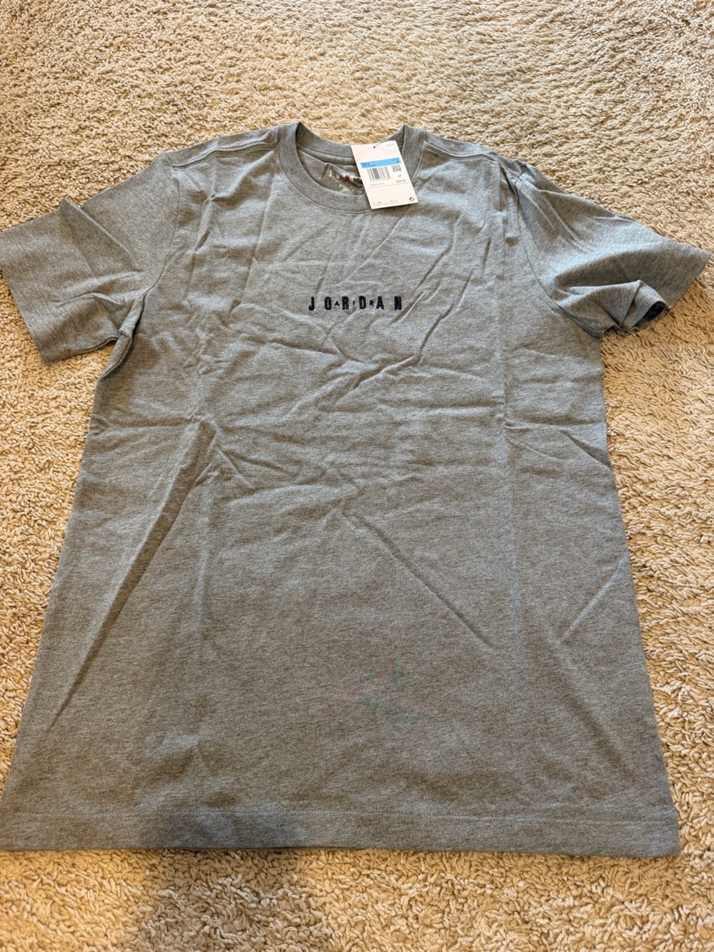 Jordan Heather Gray Crewneck T-Shirt with Small Jumpman Accent